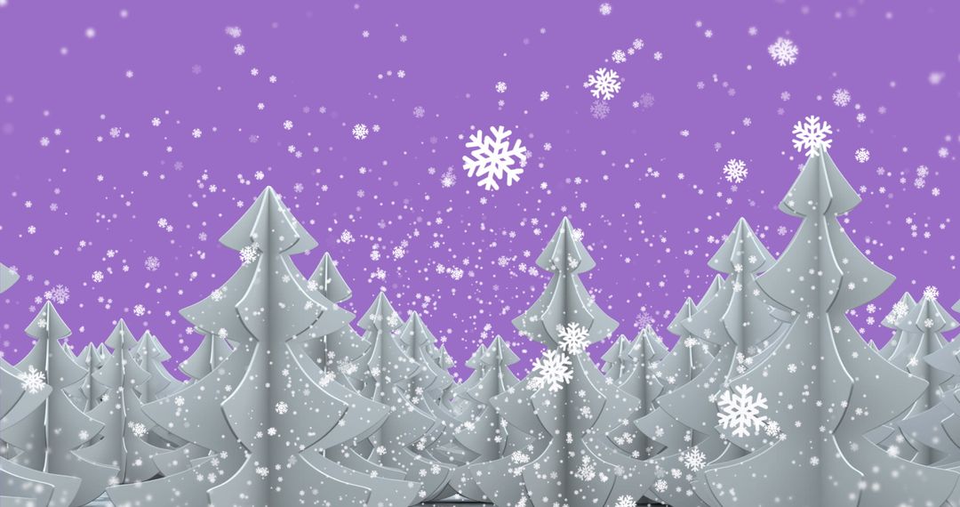 Enchanting Snowfall Over Stylized Winter Trees
