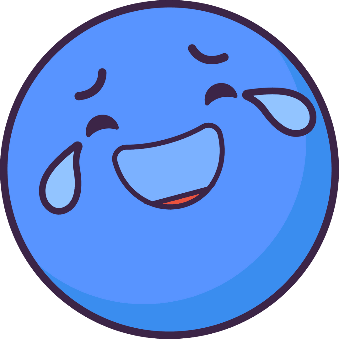 Transparent Background: Laughing Blue Emoji Face with Tears