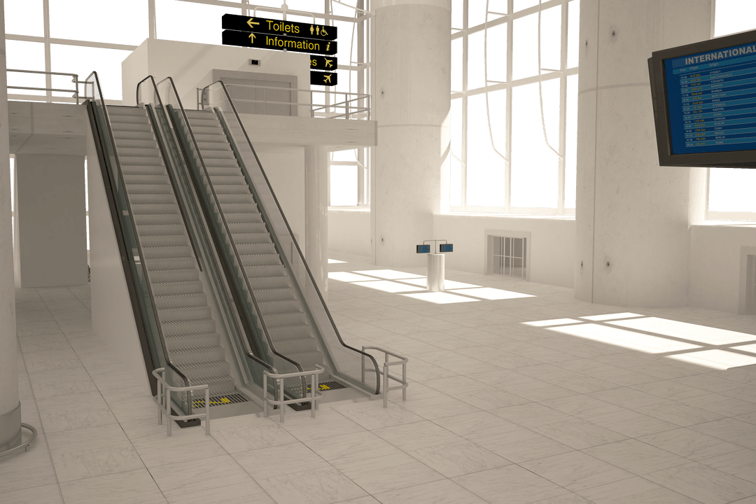 Transparent Airport Escalator Isolated on Impressive Background