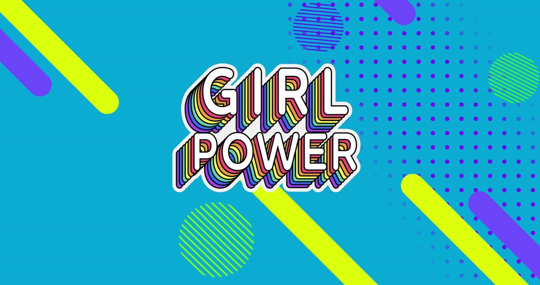 Vibrant Girl Power Text with Retro Abstract Shapes - Free Images, Stock Photos and Pictures on Pikwizard.com