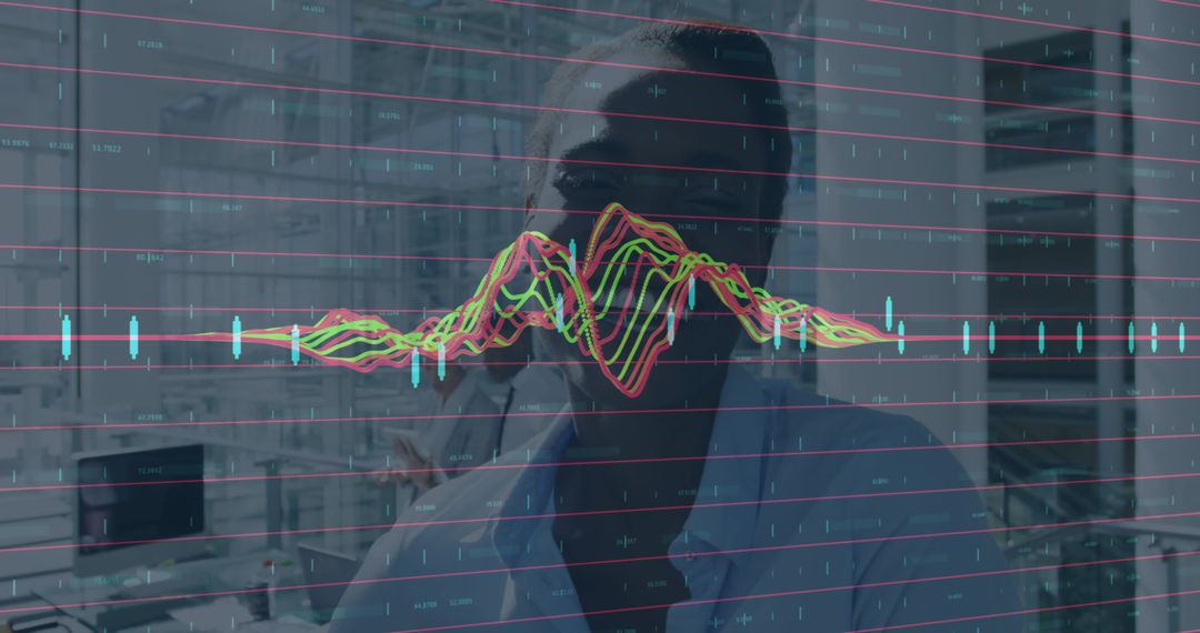 Abstract Chart Over Businesswoman With Digital Financial Interface
