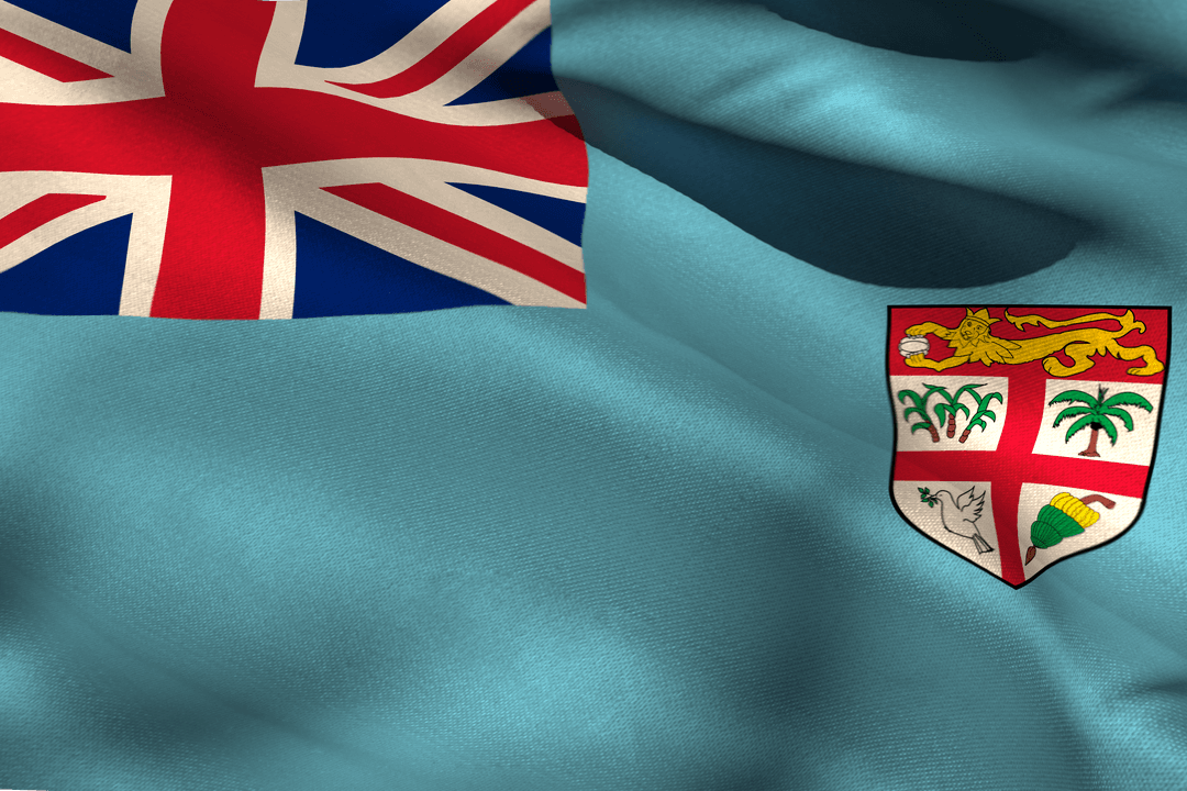 Close-Up View of Transparent Fijian National Flag Waving