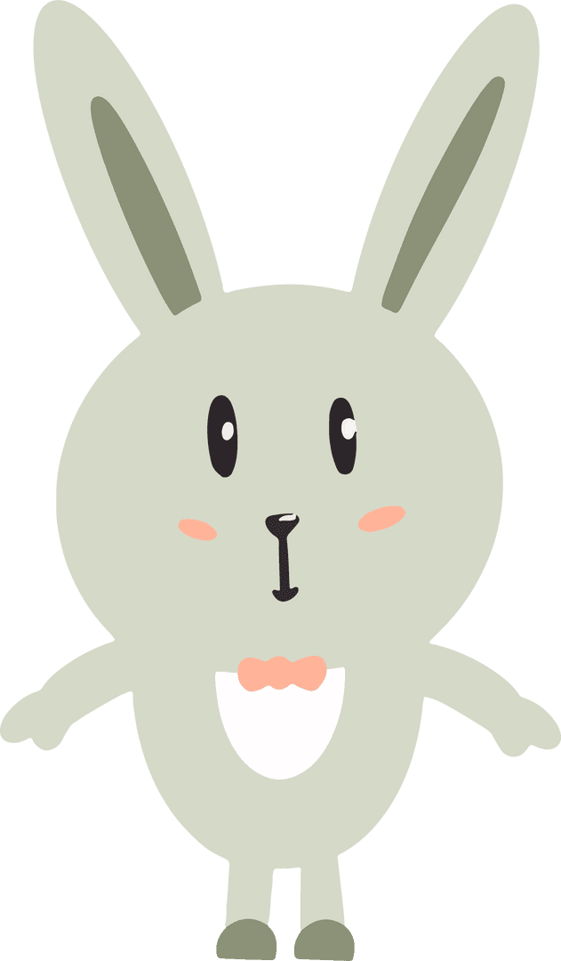 Adorable Cartoon Rabbit with Pink Bow on Transparent Background