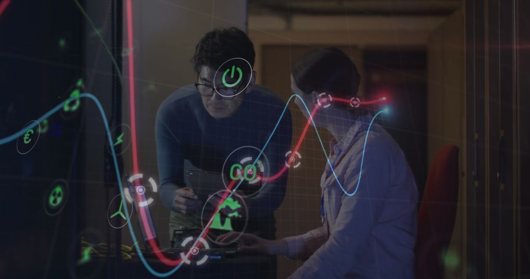 IT Engineers Collaborating on Data Processing by Servers