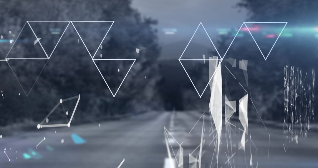 Abstract Geometric Shapes over Blurry Road Scene