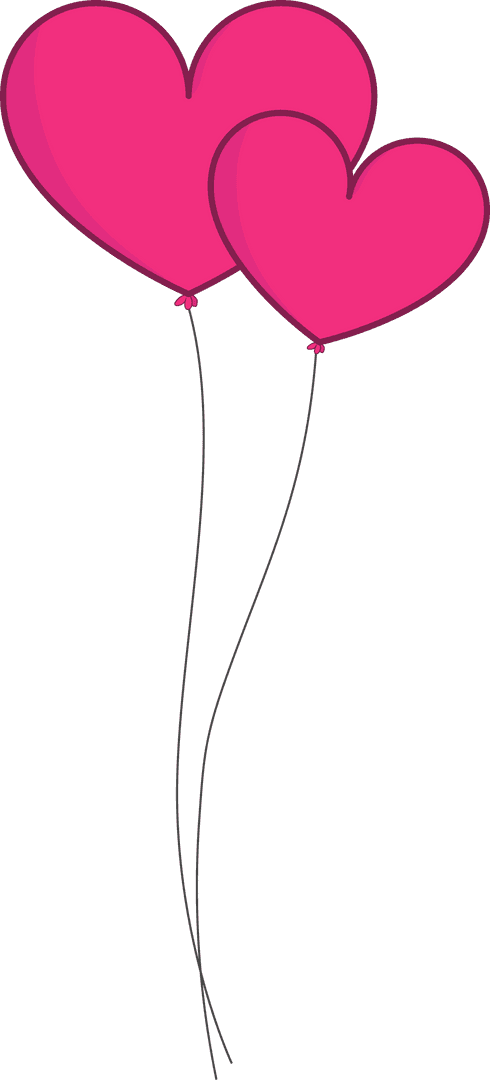Pink Heart Balloons on Transparent Background with Thin Strings