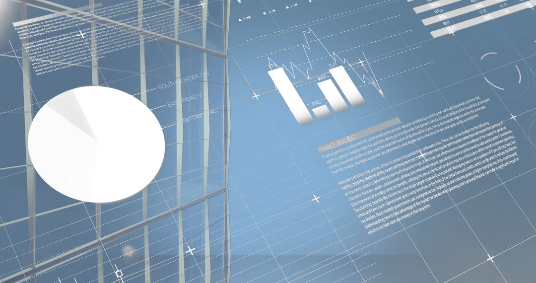 Futuristic Cityscape with Data Analytics and Graphs