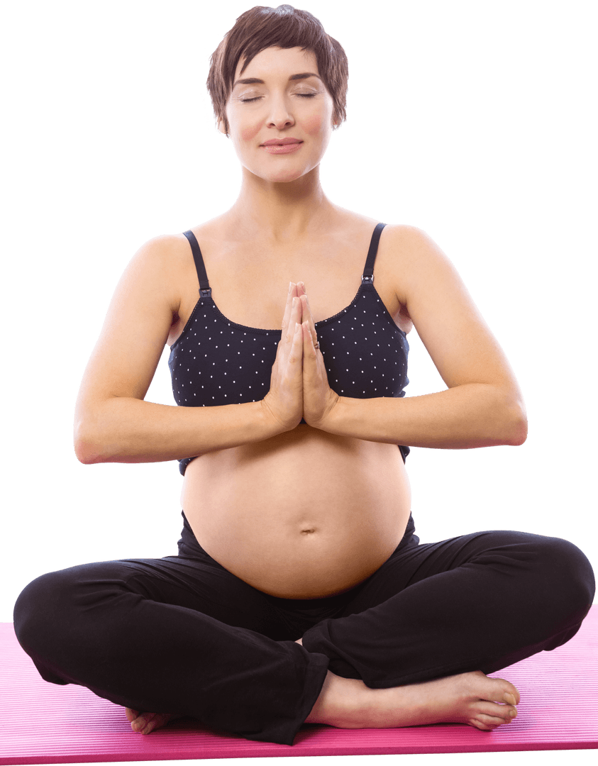 Serene Pregnant Woman Meditating on Exercise Mat