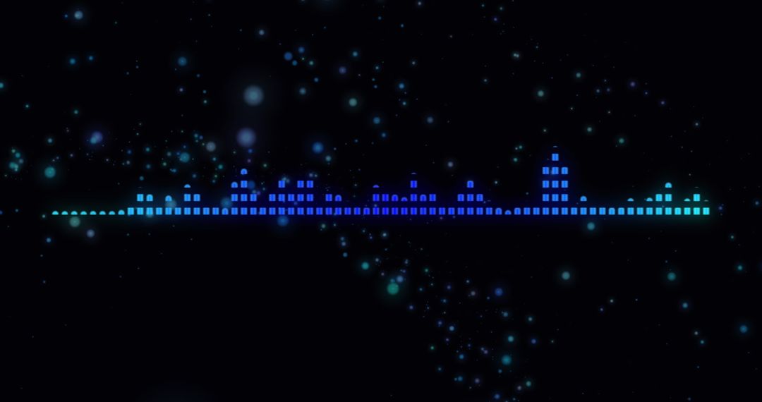 Futuristic Audio Wave Visual with Neon Light Sparkles