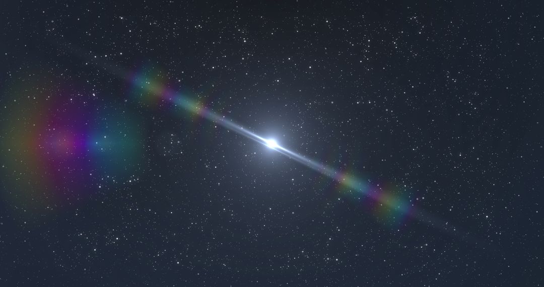 Night Sky with Stellar Light Burst and Cosmic Rainbow
