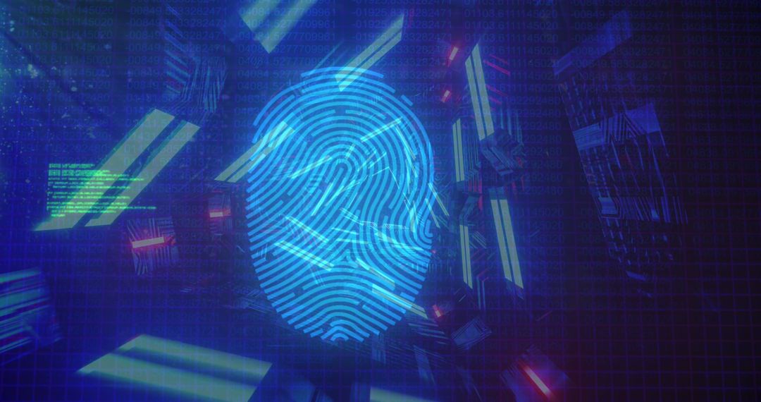 Biometric Fingerprint Scan on Digital Interface Background