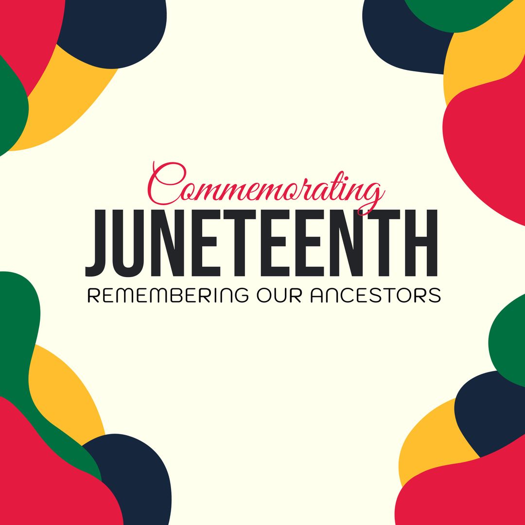 Colorful Juneteenth Commemoration Design with Abstract Doodles