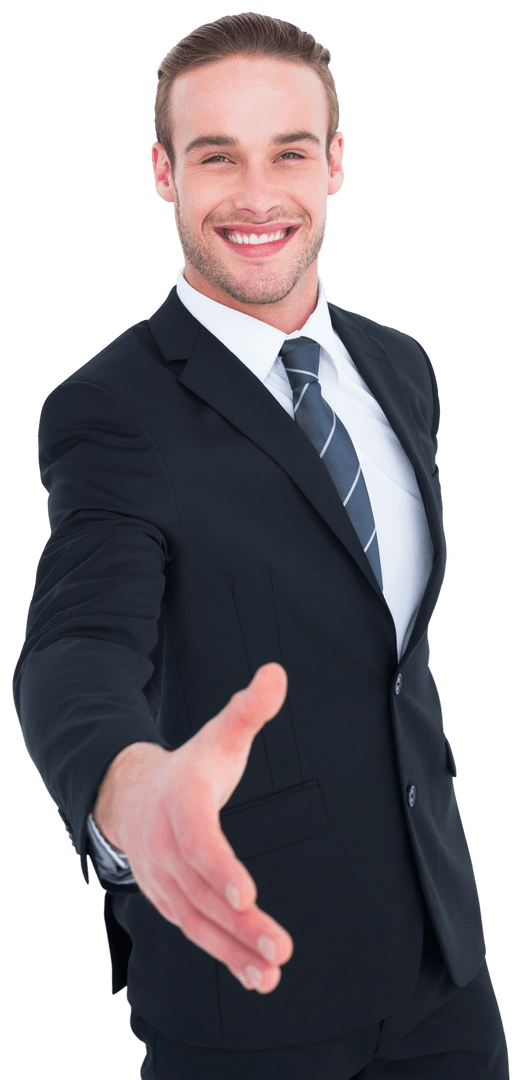 Transparent Smiling Businessman Offering Handshake