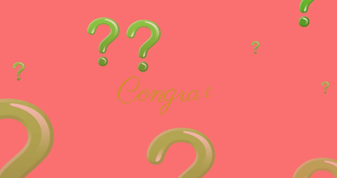 Playful Question Mark Pattern with Congrat Text and Pink Background