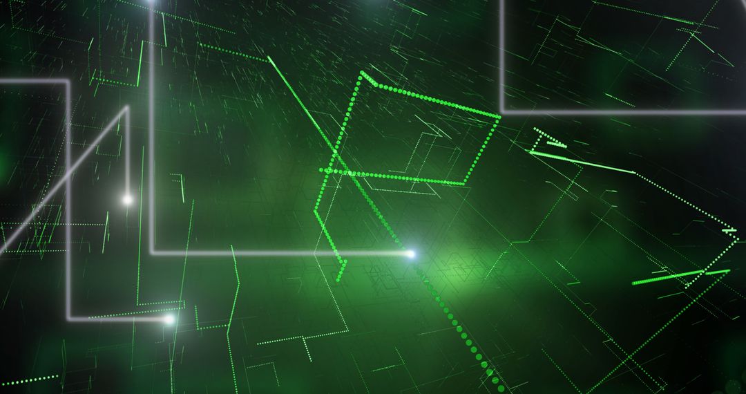 Digital Green Light Trails in Futuristic Interface