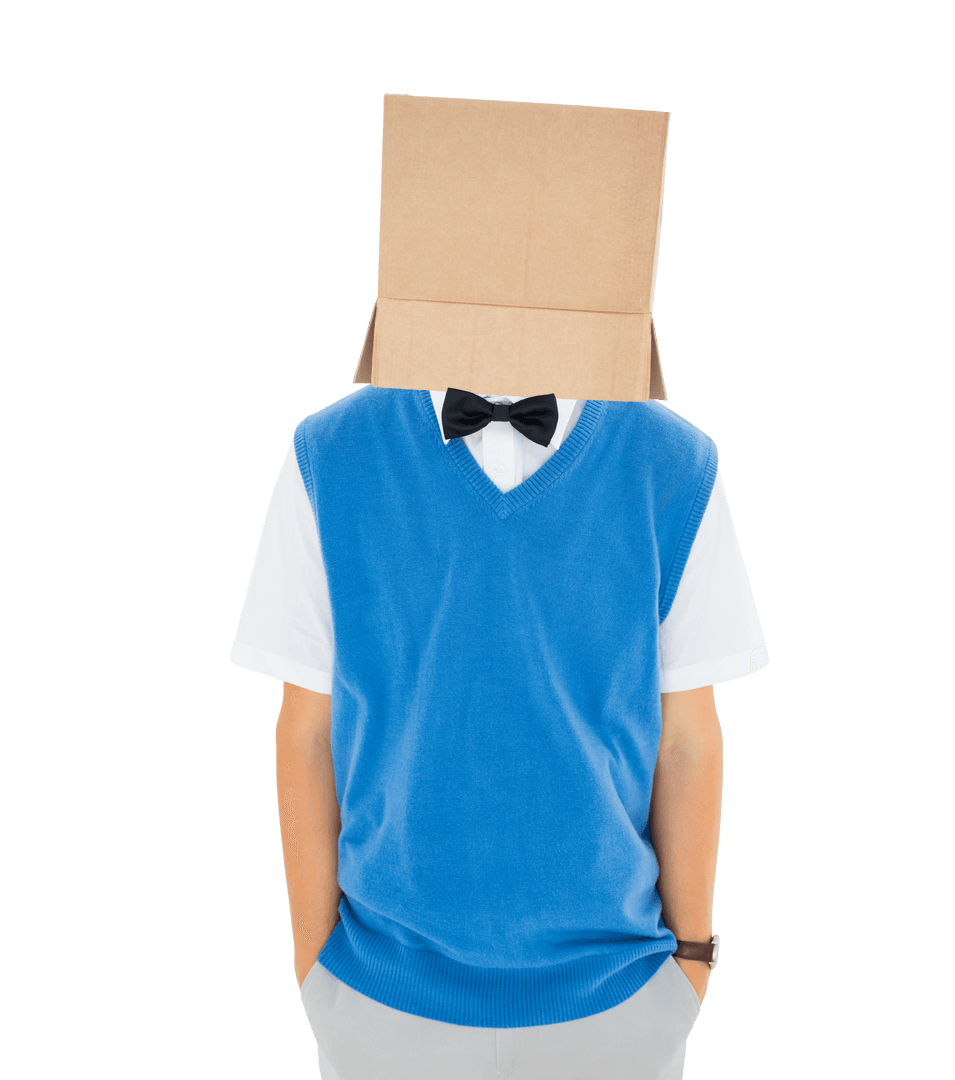 Caucasian Businessman with Cardboard Box on Head PNG Transparent