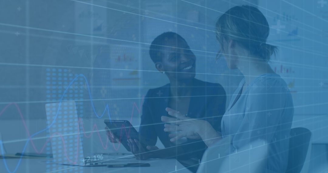 Diverse Colleagues Discussing Financial Data Digital Interface