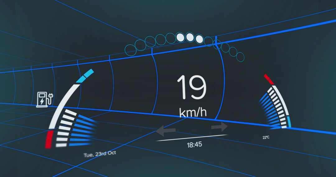 Futuristic Digital Speedometer Interface Display with Navigation