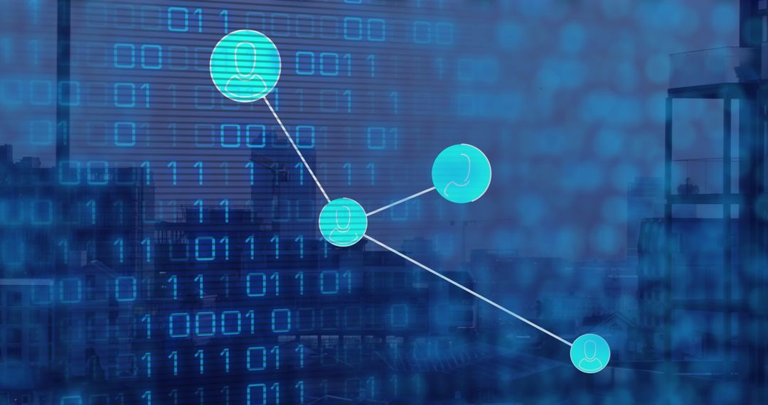 Digital Connection and Networking in Modern Cityscape Background