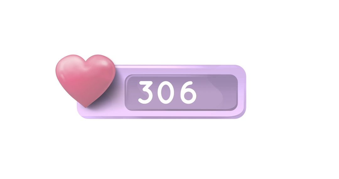 Heart Icon with Incremental Count Against Minimalist White Background