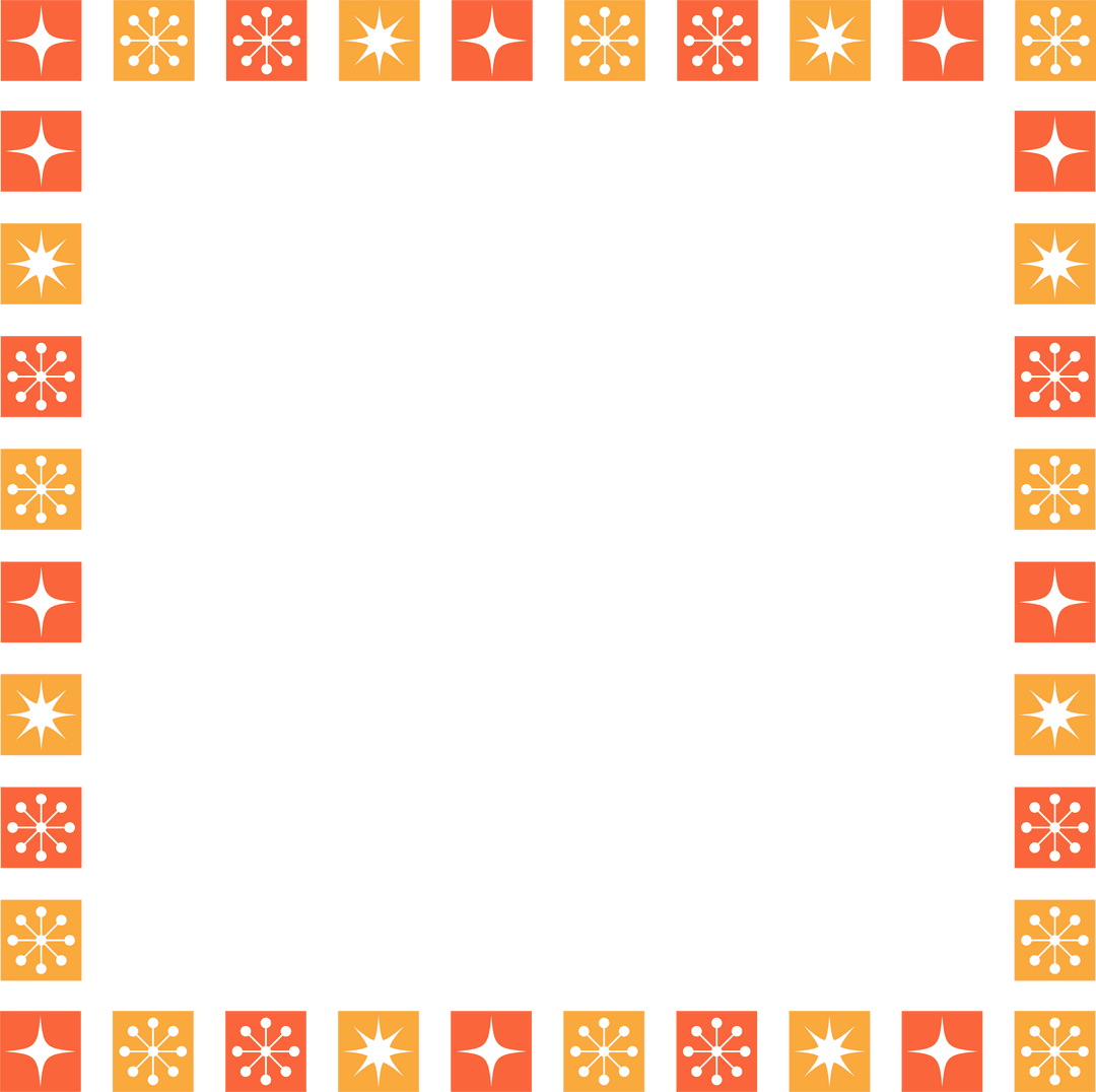 Minimalistic Decorative Border with Flat Orange Icon Tiles