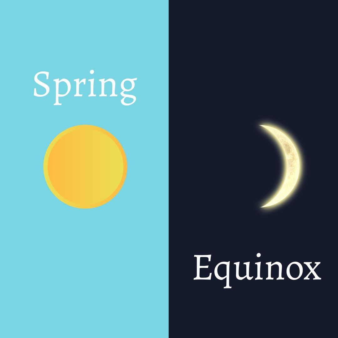 Spring Equinox Design with Sun and Moon on Split Background - Download Free Stock Templates Pikwizard.com