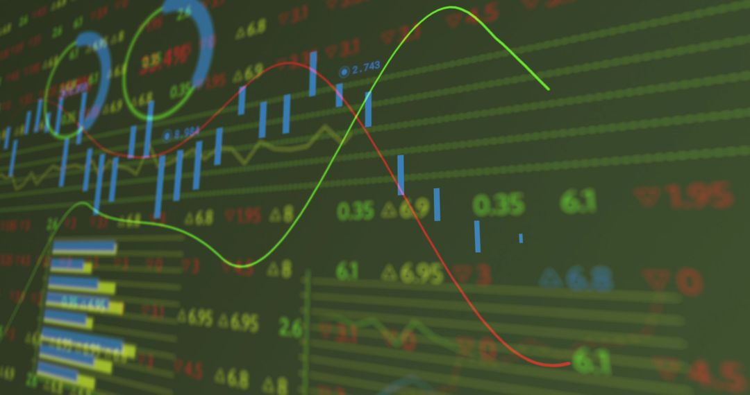 Dynamic Financial Data Visualization On Green Background