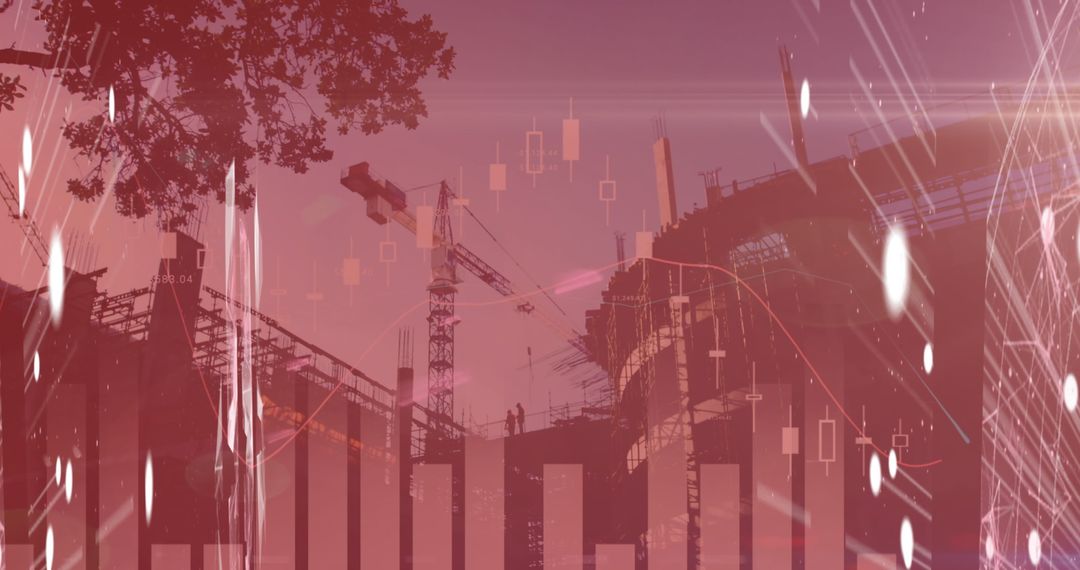 Digital Interface with Financial Data Overlaid on Construction Site