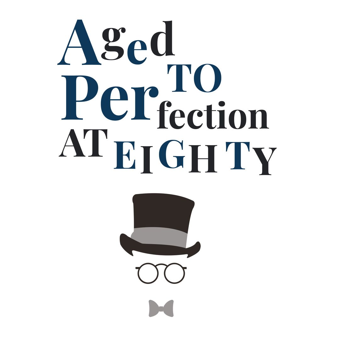 Elegant Typography with Top Hat and Glasses Celebrates Eighth Decade - Download Free Stock Templates Pikwizard.com