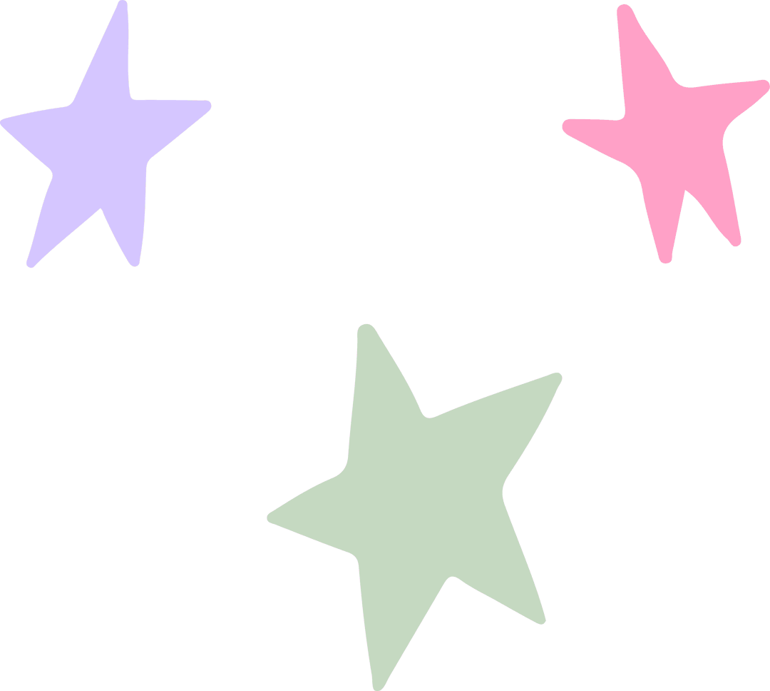 Whimsical Pastel Stars on Transparent Background