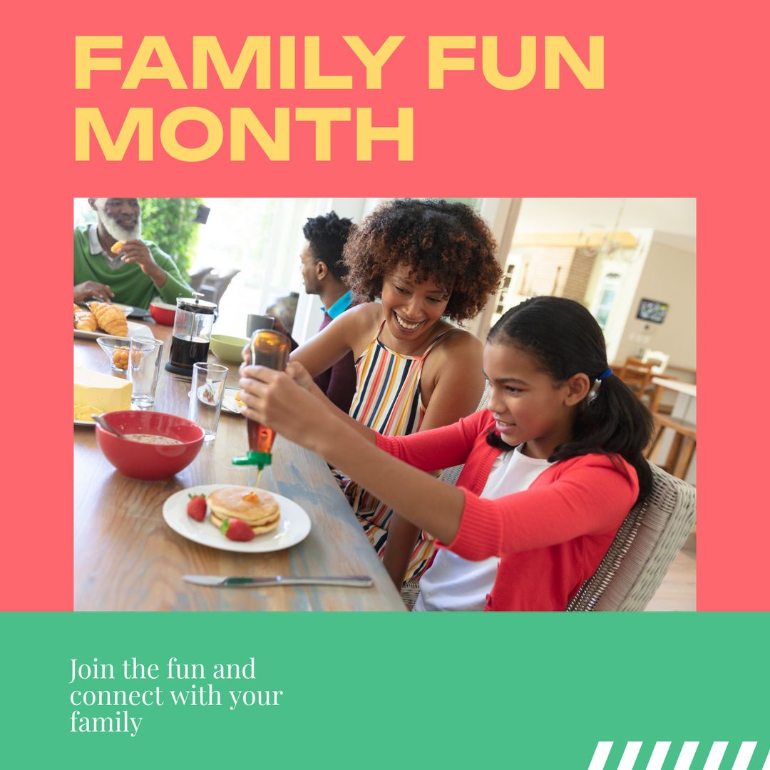 Excited Family Breakfast Celebration in Relaxing Home Environment