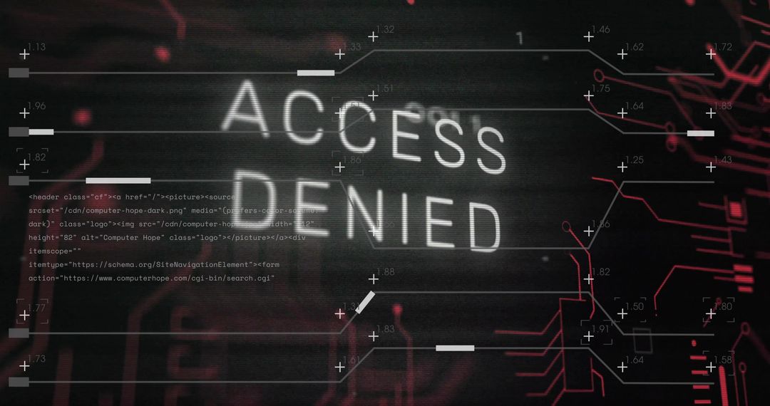 Access Denied on Digital Screen with Red Circuitry Overlay