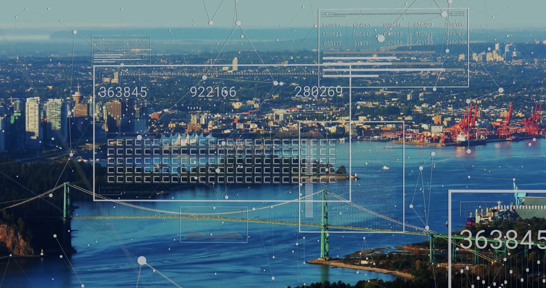 Digital Interface Augmented Cityscape with Data Overlays