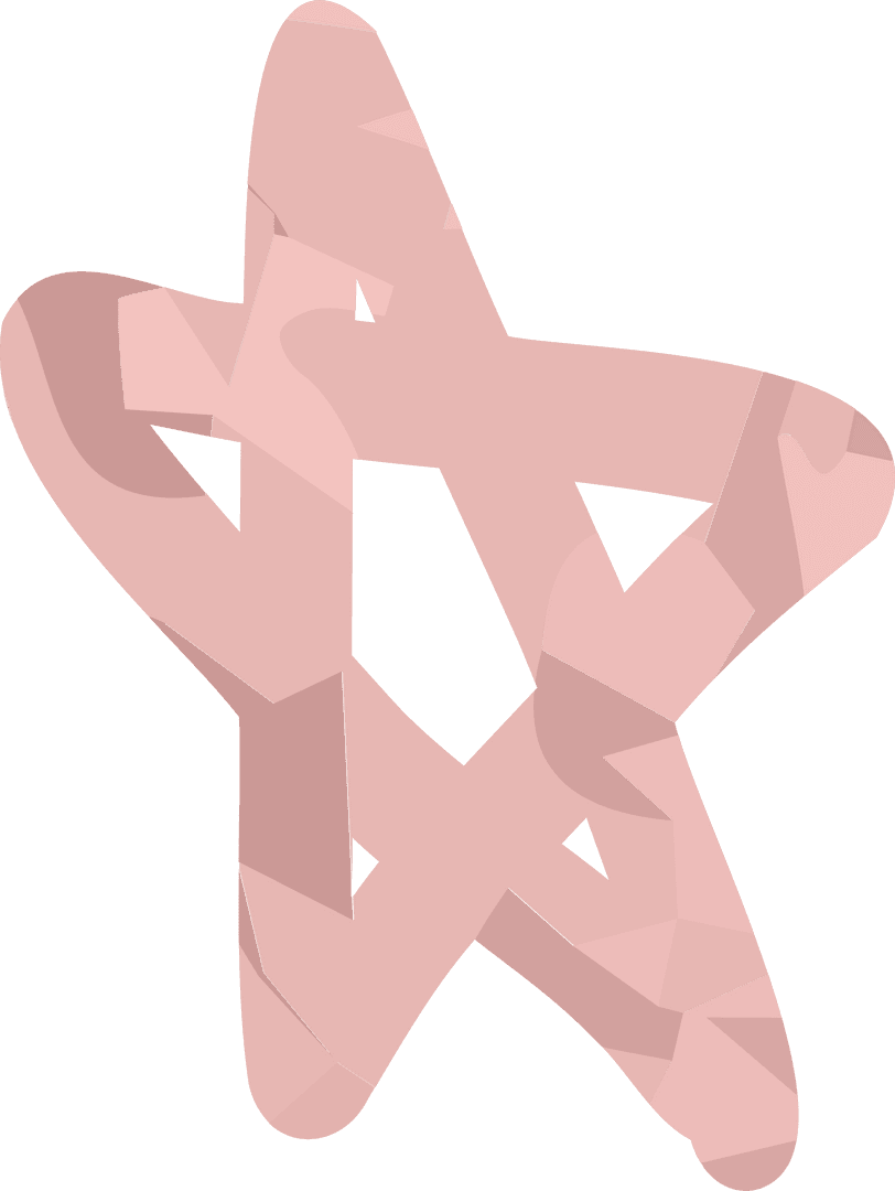 Elegant 3D Pastel Pink Ribbon Star on Transparent Background