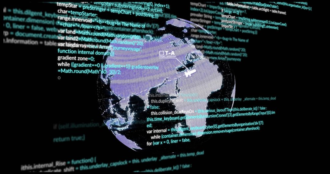 Digital Globe with Coding Lines Depicting Cybersecurity Concept