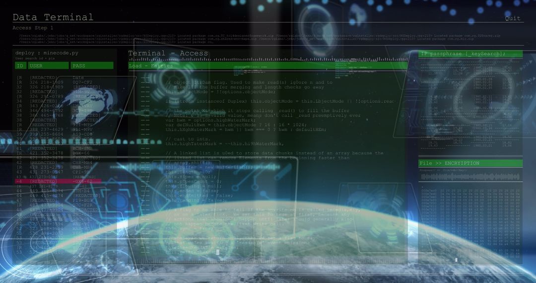 Futuristic Digital Interface with Global Data Elements