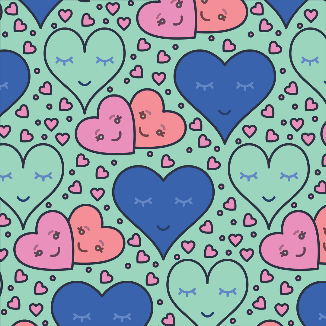 Seamless Cute Heart Pattern on Transparent Background for Valentine's Day