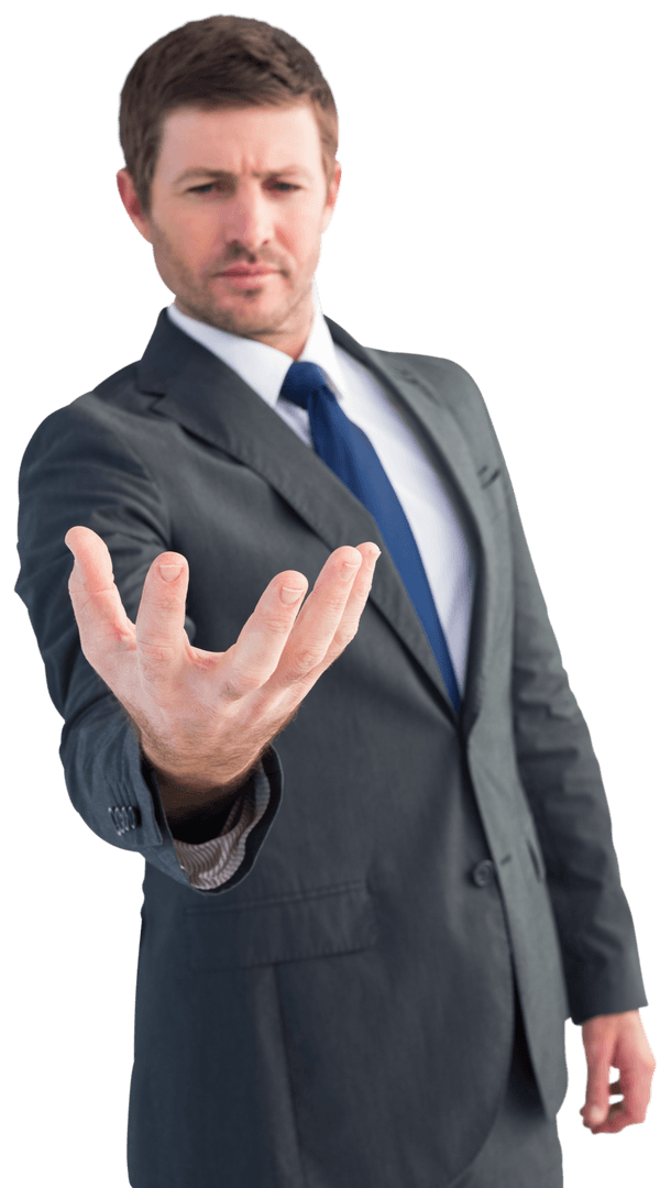 Transparent Businessman Reaching Out Hand Gesture