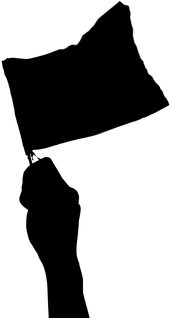 Silhouette of Hand Holding Flag on Transparent Background