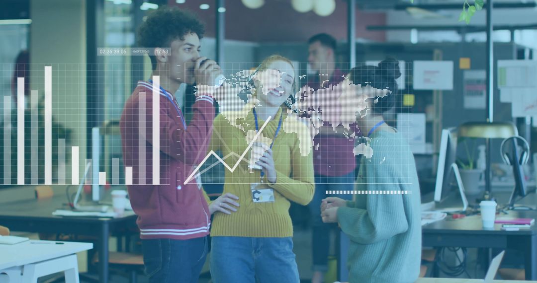 Global Business People Analyzing Financial Data Projection