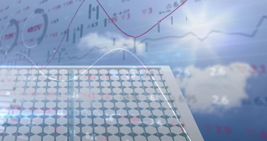 Financial Data and Solar Panel Symbolizing Technological Progress