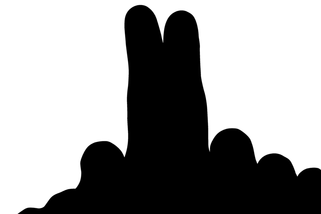 Close Up Transparent View of Two Fingers Touching on Black Background