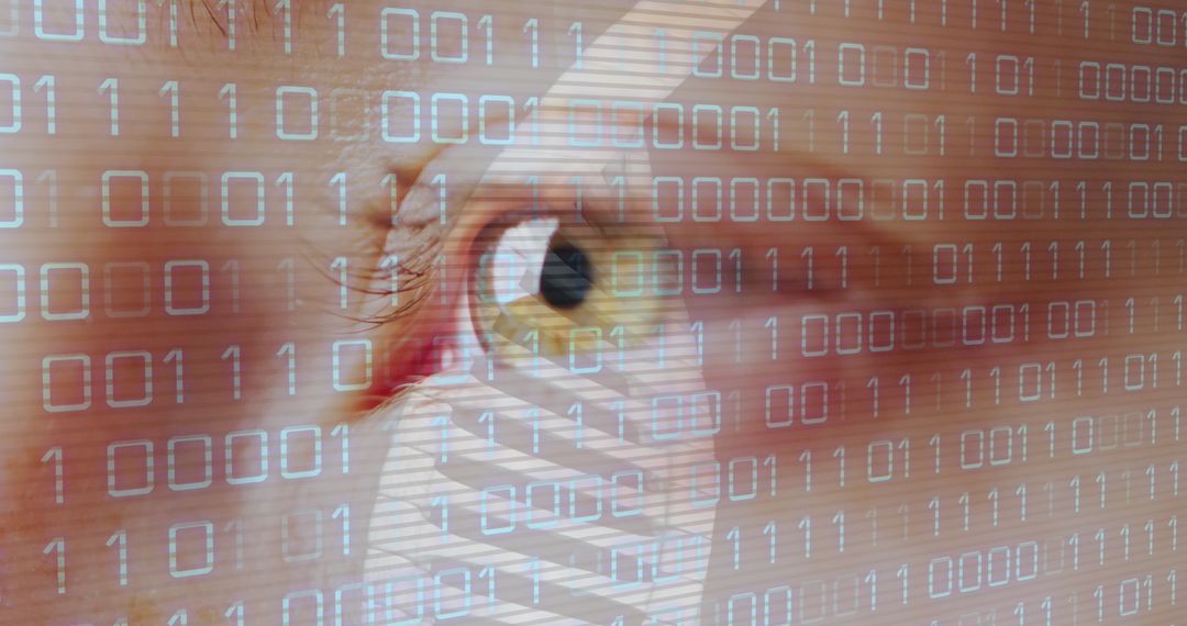 Binary Code and DNA Strand Overlay on Eye: Digital Medicine Concept