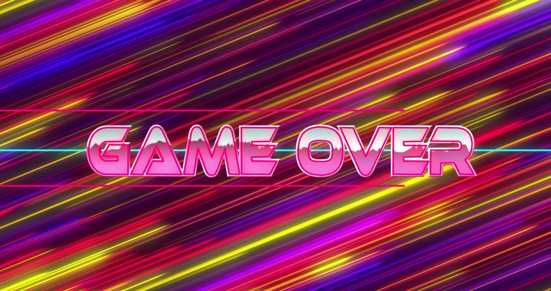 Game Over Neon Text with Colorful Light Trails