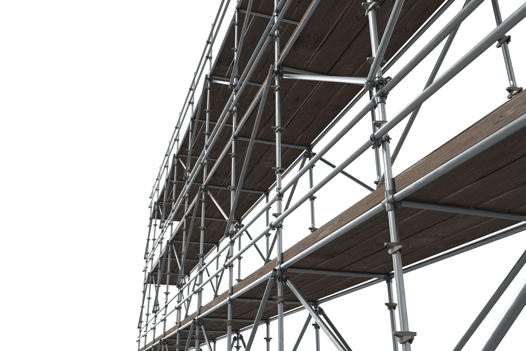 Side view of transparent 3d construction scaffolding