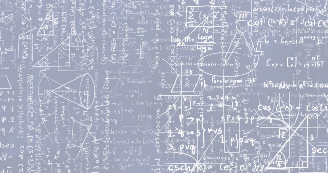 Mathematical Formulas and Diagrams on Blue Background