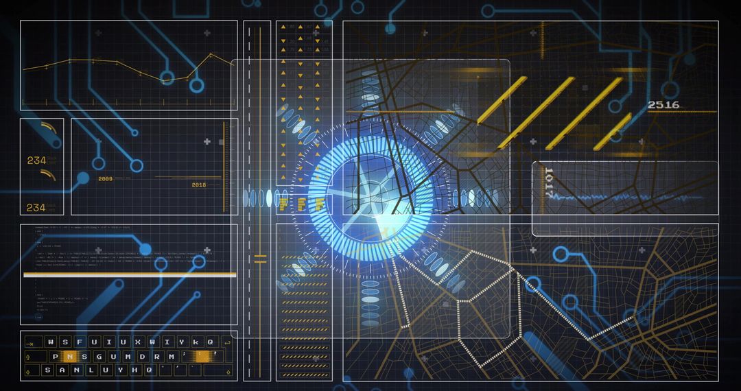 Futuristic Virtual Console Interface with Holographic Elements