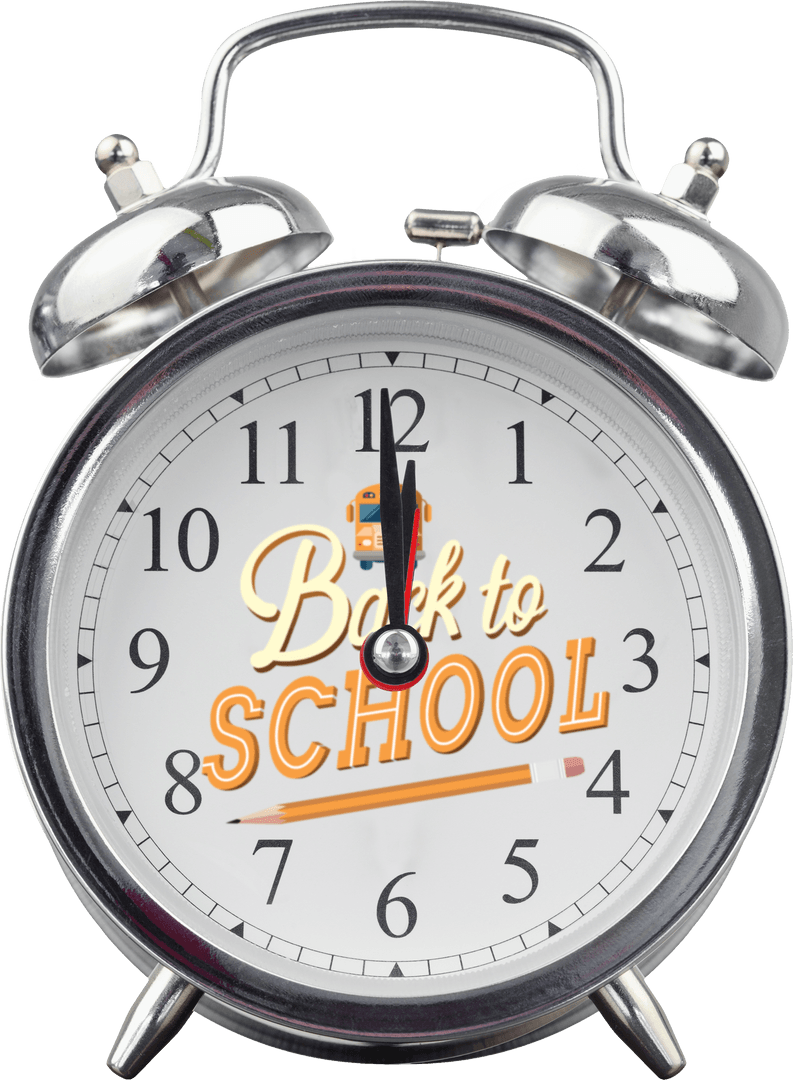 Transparent Retro Alarm Clock with Back to School Theme