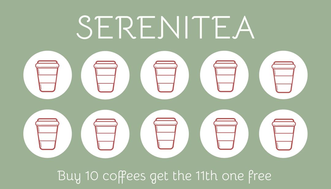 Coffee Loyalty Card Vector for Serenitea Promotion - Download Free Stock Templates Pikwizard.com