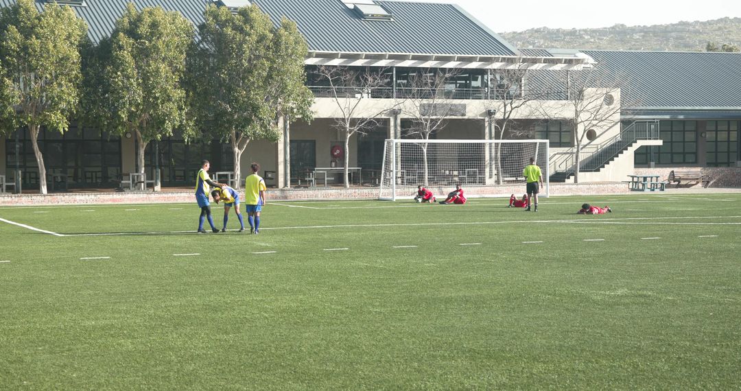 Youth Soccer Practice on Afternoon Field Fostering Teamwork